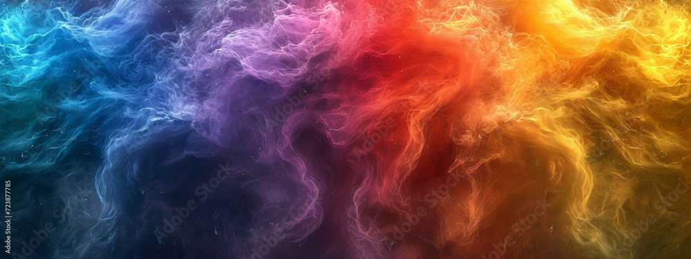Iridescent Horizon: An Ethereal Mirage of Rainbow Hues Awash With Mystical Smoke