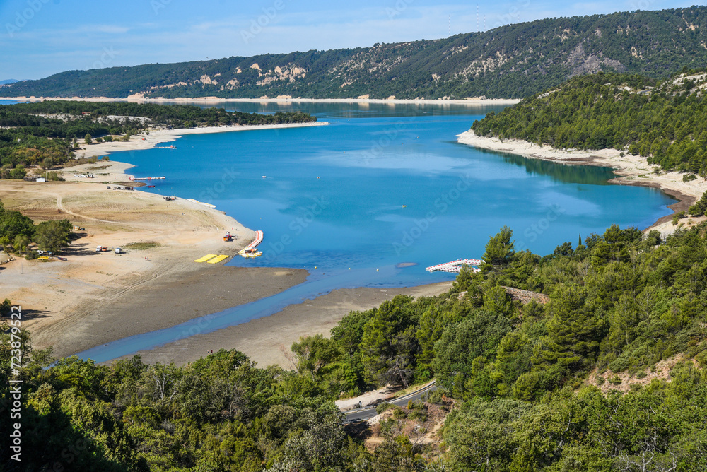 Beautiful scenery of Lake Sainte Croix next to the Verdon Canyon in France.