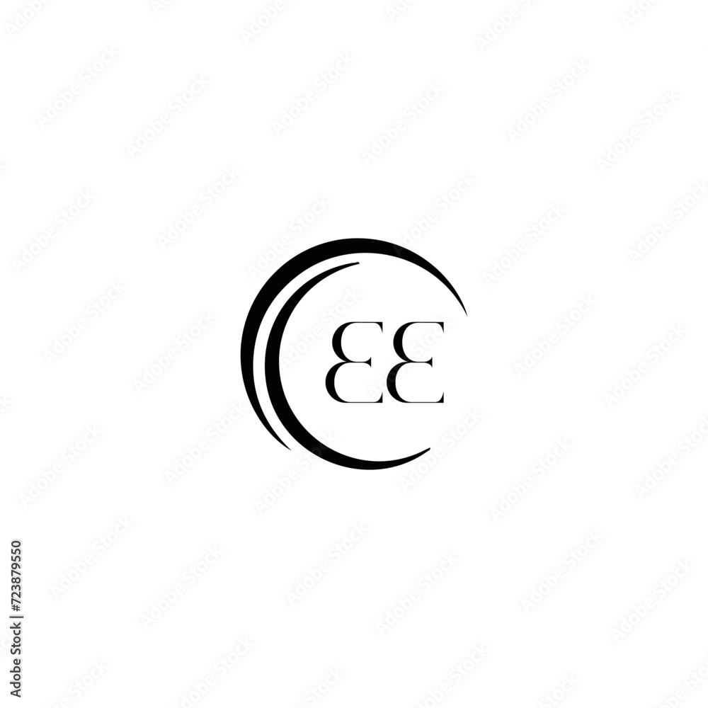 EE logo. E E design. White EE letter. EE, E E letter logo SET design. Initial letter EE linked circle uppercase monogram logo. E E letter logo SET vector design. EE letter logo design