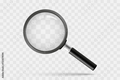 Search icon vector. Magnifying glass with Transparent Background. Magnifier, big tool instrument. Magnifier loupe search. Business Analysis symbol