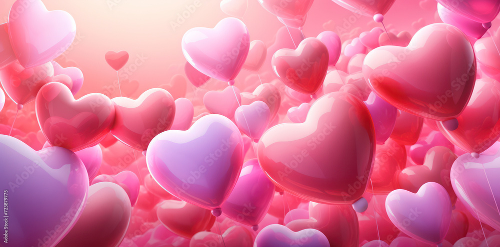 Romantic Valentine's Love: A Heartwarming Celebration of Red, Pink, and Love on a Bright, Abstract Background