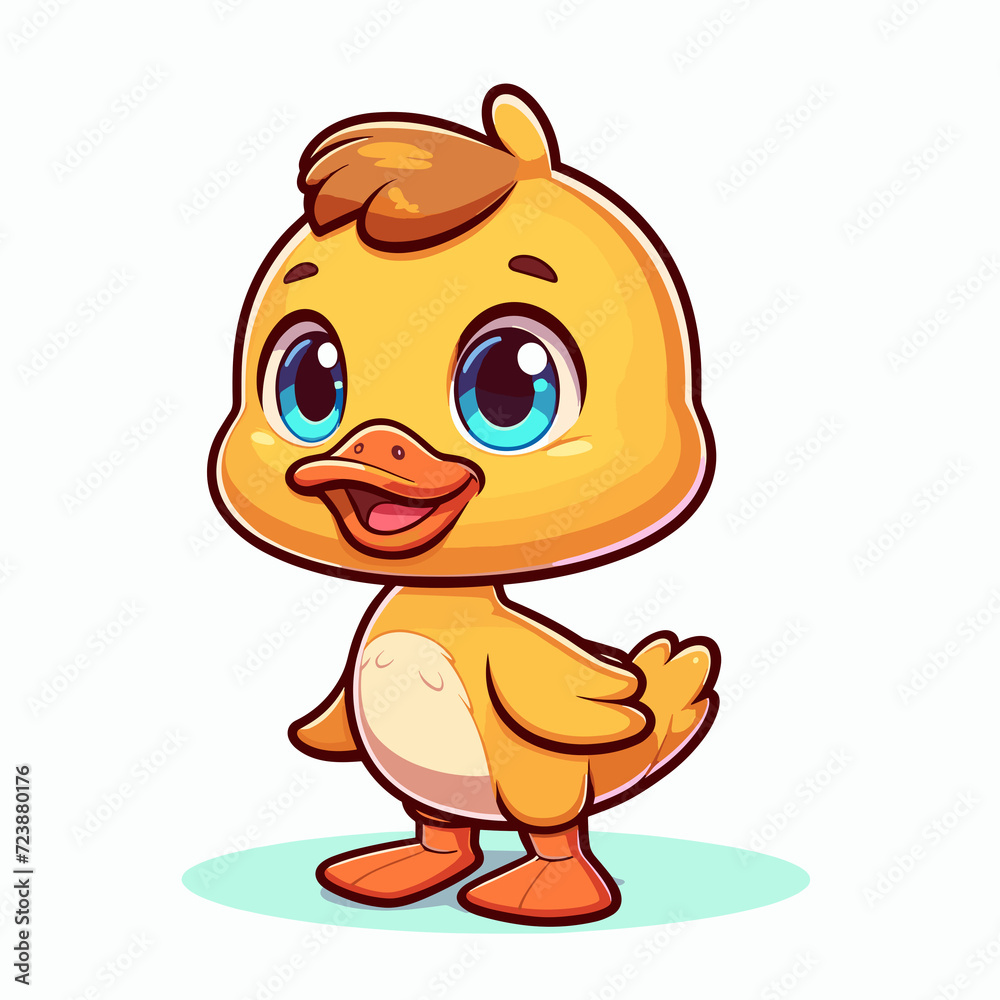 Cartoon character duck, flat colors Cartoon character duck, flat colors