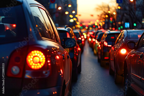 Cars stand in a city traffic jam © Kseniya