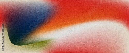 Fashionable gradient grainy texture in retro style. Soft gradient background with red, blue and green colors. Vector illustration for your graphic design, banner, poster with place for text.
