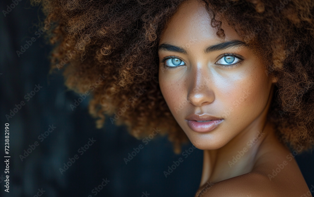Close-up of a Woman With Striking Blue Eyes Close-up of a Woman With Striking Blue Eyes