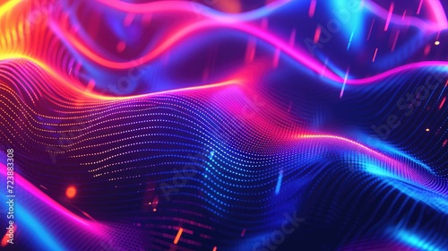 Colorful motion elements with neon led illumination. Abstract futuristic background.