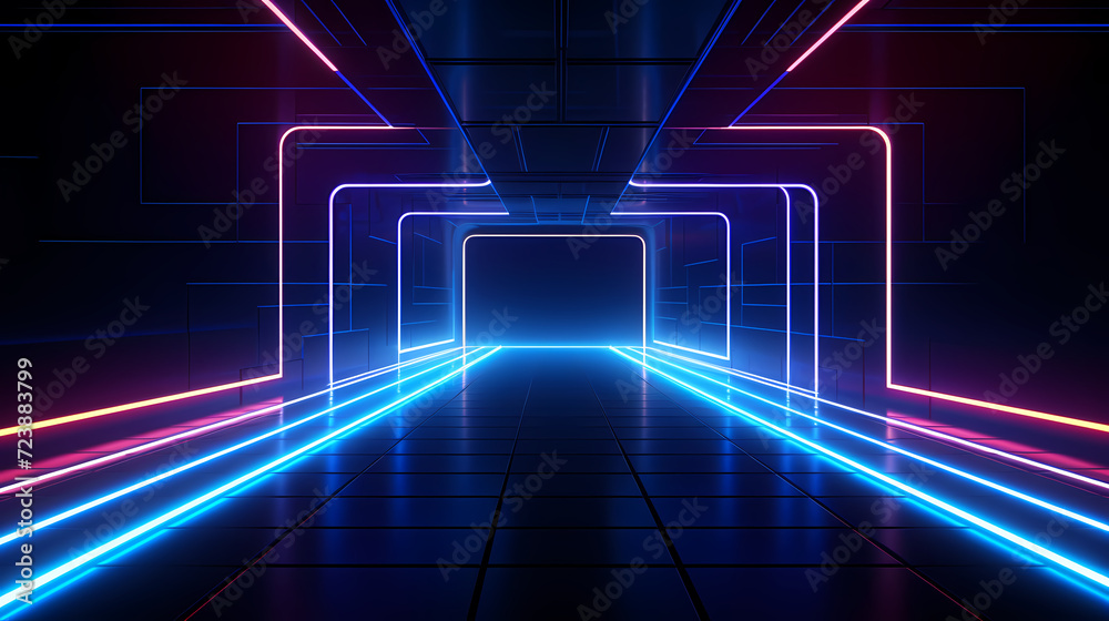 Empty room with neon lights Empty room with neon lights