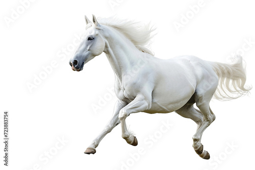 White Horse Running Isolated on Transparent Background