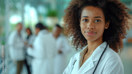 a female doctor in a white coat