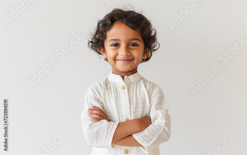 Little Multiracial Girl Standing With Arms Crossed