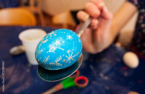 easter egg decoration with stearic candle photo
