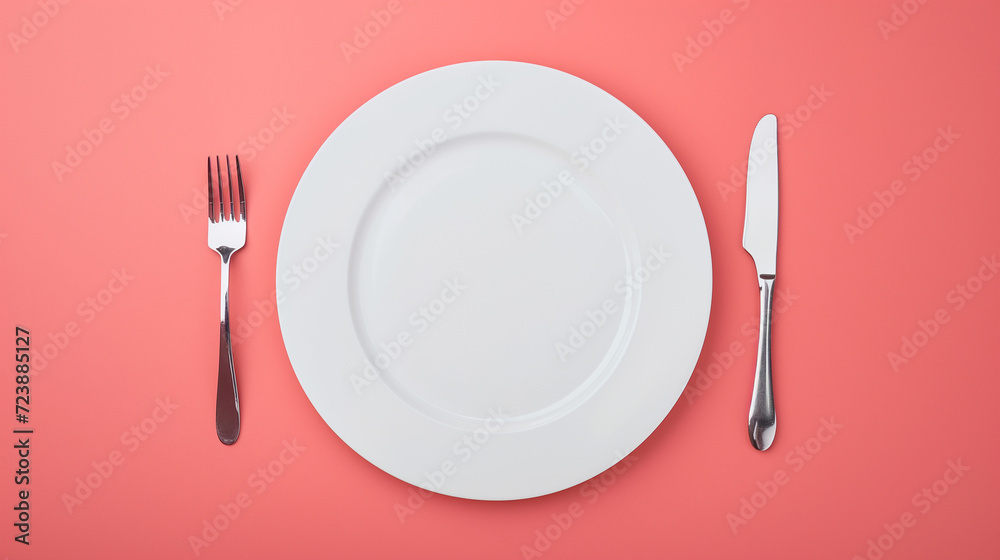 Elegant White Dinner Plate with Silverware. Elegant White Dinner Plate with Silverware.