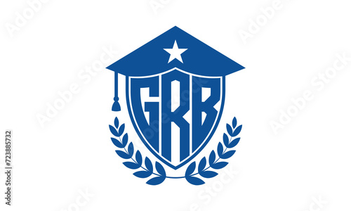 GRB three letter iconic academic logo design vector template. monogram, abstract, school, college, university, graduation cap symbol logo, shield, model, institute, educational, coaching canter, tech