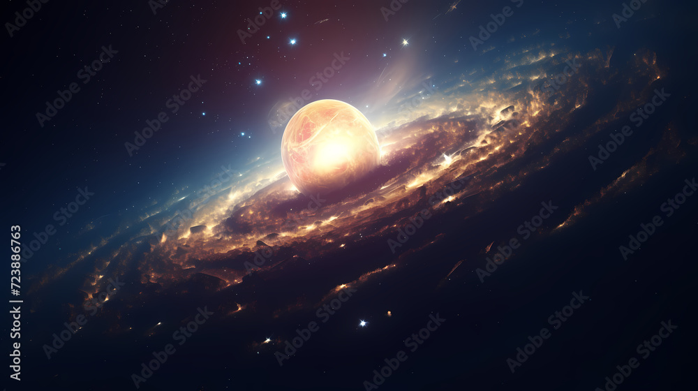 Obraz premium Cosmic illustration showing vibrant cosmic background