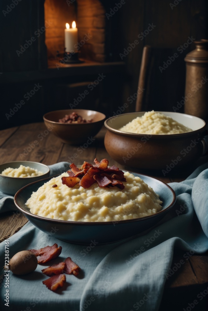 A traditional Estonian dish made from barley or potatoes, cooked with barley groats by ai generated