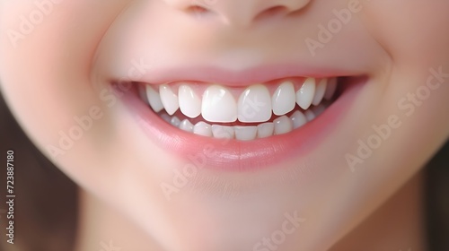 Close up of beautiful woman smile with healthy teeth and white teeth.