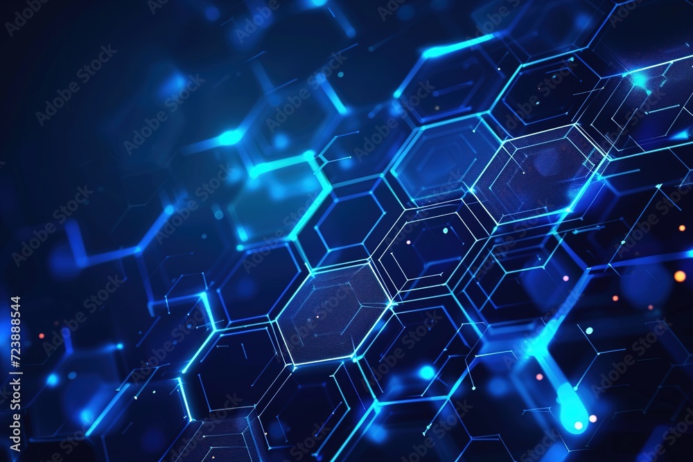 Abstract hexagon technology, concept, sci-fi, hi-tech, futuristic, illustration, blue background. Abstract hexagon technology, concept, sci-fi, hi-tech, futuristic, illustration, blue background.