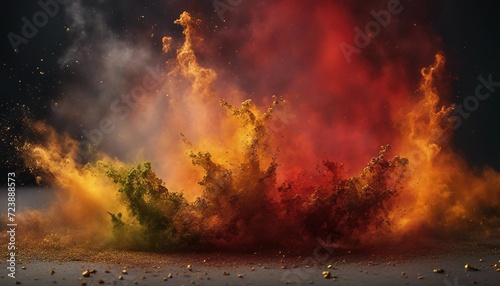 Explosive Harmony in Yellow, Green, Red, Orange, Gold, and Gray © Abdulla