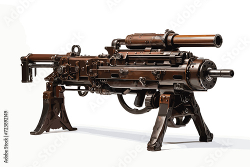 3d rendering miltary machine gun with optical vision isolated