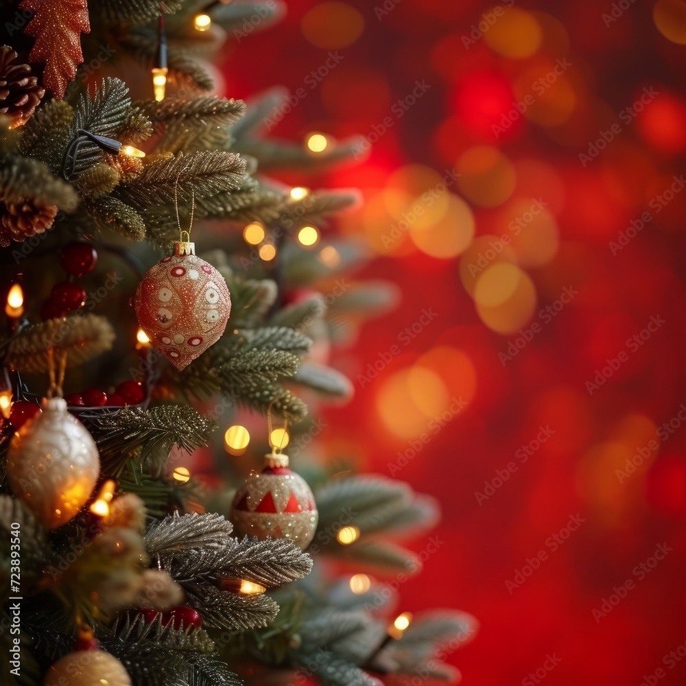 Christmas tree with red and gold ornaments