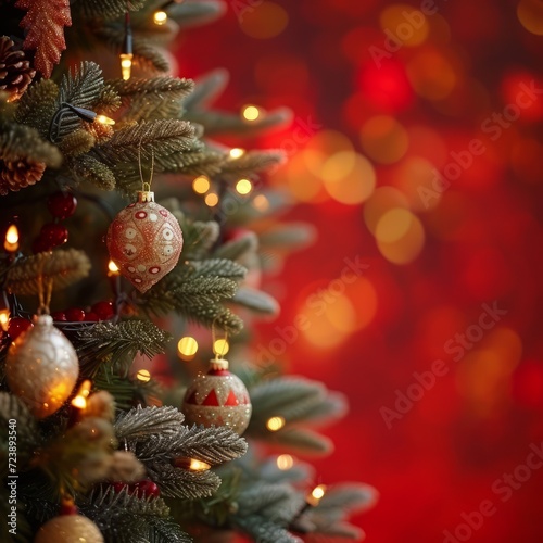 Christmas tree with red and gold ornaments