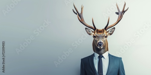 A Stylish Rudolph Deer In A Business Suit, Exuding Confidence And Cool. Сoncept Fashionable Winter Attire, Trendy Accessories, Animal-Inspired Outfits, Classic Business Looks © Ян Заболотний