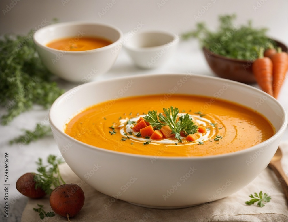 Soup, Vegetable Soup in Bowl. AI Generated. Soup, Vegetable Soup in Bowl. AI Generated.