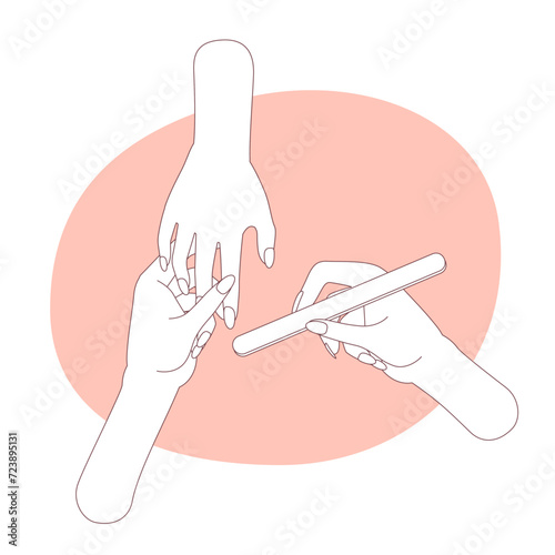 ネイルサロンで爪を整えているイラスト／ネイルケア
