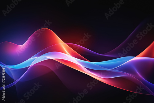 abstract colorful waves on dark background. Generative Ai