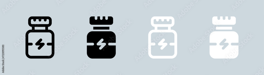 Supplement icon set in black and white. Vitamin signs vector illustration. Supplement icon set in black and white. Vitamin signs vector illustration.