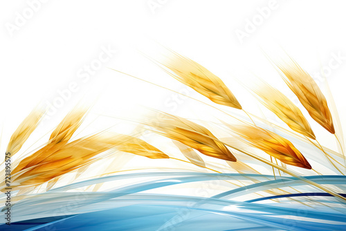 Ears of wheat on a white background. Generative Ai
