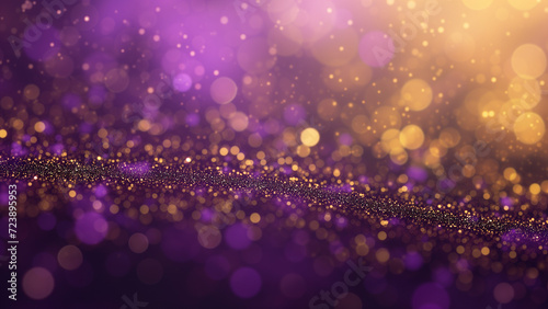 Amethyst Aura: Abstract Gold Bokeh on a Purple Dreamscape