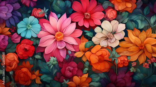 Colorful floral seamless pattern