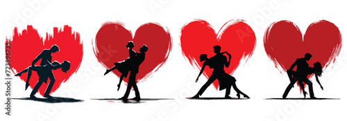 dancing couples, logo, silhouette, valentines day	