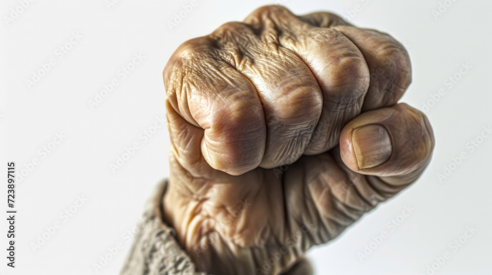 Close-up view of person's hand with fist. Can be used to depict strength, determination, power, or unity Close-up view of person's hand with fist. Can be used to depict strength, determination, power, or unity