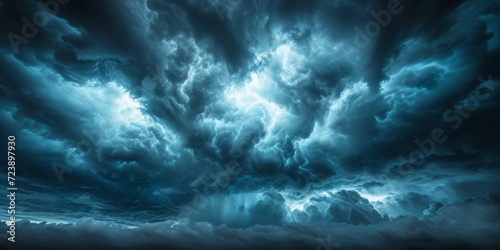 Foreboding Storm Clouds Create An Eerie And Mystifying Scene Under Dark Skies. Сoncept Stormy Landscape, Eerie Atmosphere, Dark Skies, Mysterious Scene photo