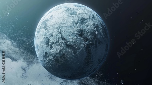 Frozen planet earth made of ice and snow. View from space to earth. Global warming problem