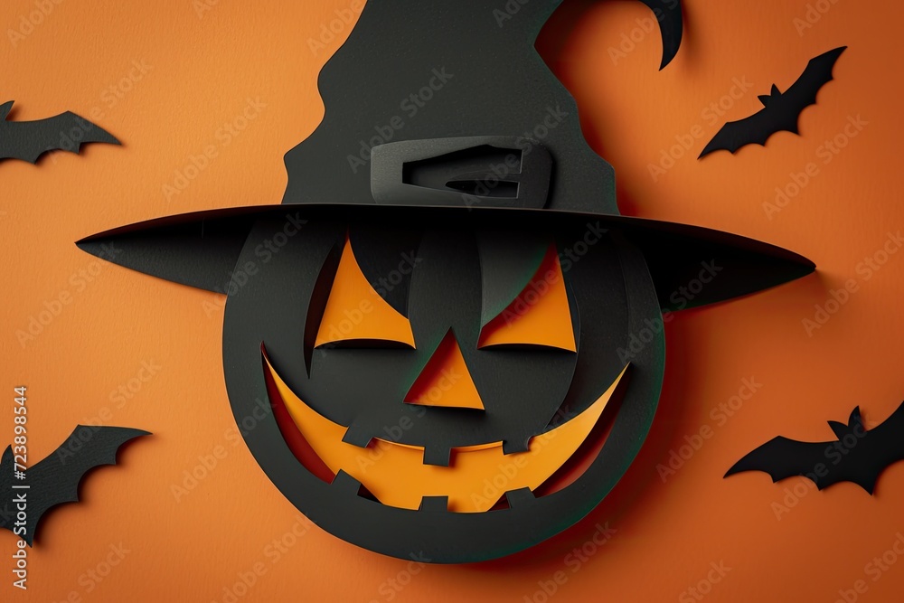 Fototapeta premium jack o lantern with a witch hat 