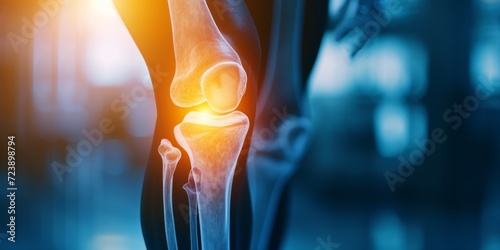 Picture Of Inflamed Joints In Leg Caused By Osteoarthritis, Affecting Bone Health. Сoncept Osteoarthritis And Joint Health, Inflammation And Bone Health, Impact Of Osteoarthritis On Leg Joints photo