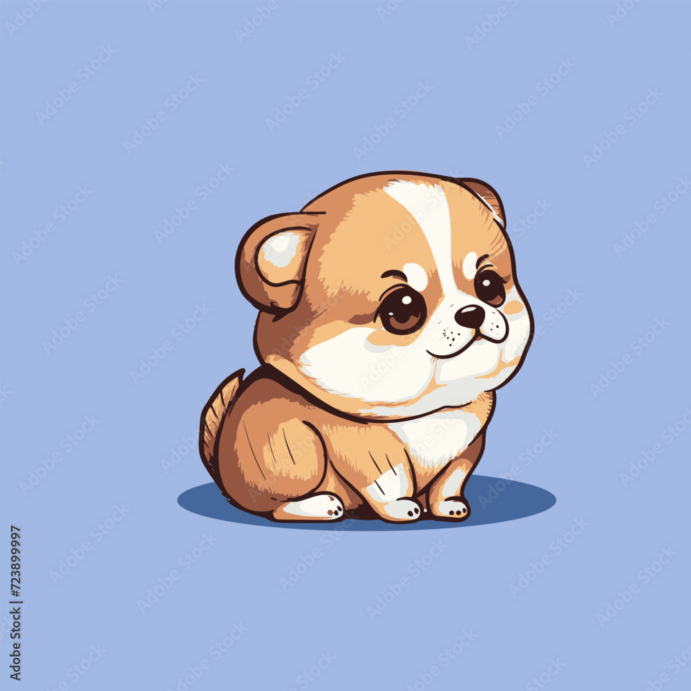 Obraz premium Cute Dog Sitting Cartoon Vector Icon Illustration. Animal Nature Icon Concept Isolated Premium Vector. Flat Cartoon Style