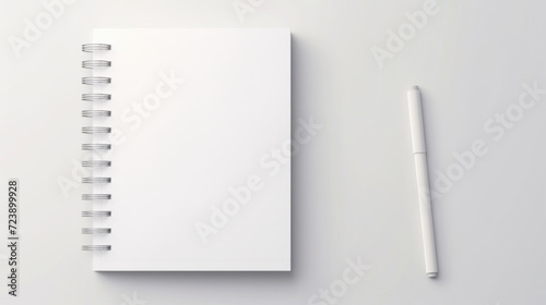 Notepad with pen placed on top of it. Can be used for taking notes, writing, or jotting down ideas. © vefimov