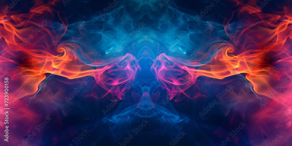 Vibrant Neoncolored Smoke Swirls, Creating An Abstract And Psychedelic 3D Background. Сoncept Garden Picnic, Summer Sunsets, Beach Fun, Urban Architecture, Mountain Adventures