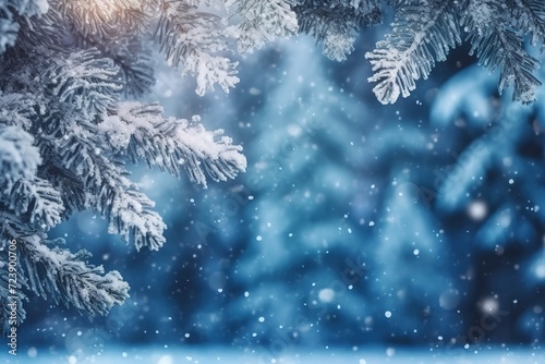 Winter snow christmas tree background. © Alex