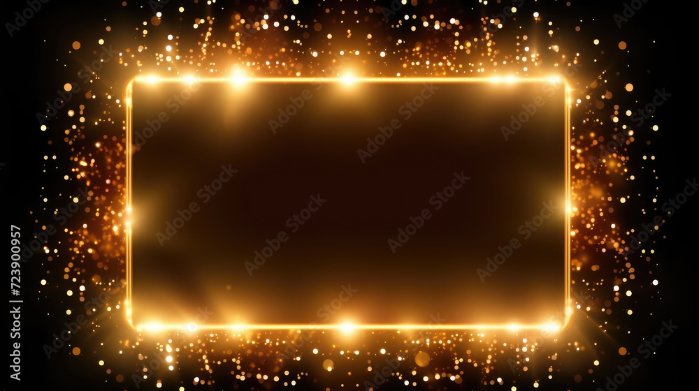 Obraz premium Stunning gold frame with bright lights, perfect for adding touch of elegance to any design or project