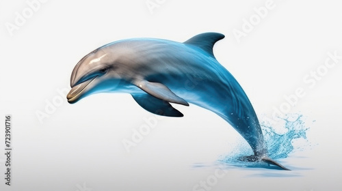 Dynamic image capturing dolphin as it leaps out of water. This photo can be used to depict beauty and agility of marine life