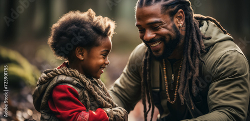 Loving Father-Daughter Moment: Black Father Helping His Child