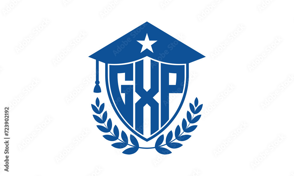 GXP three letter iconic academic logo design vector template. monogram, abstract, school, college, university, graduation cap symbol logo, shield, model, institute, educational, coaching canter, tech GXP three letter iconic academic logo design vector template. monogram, abstract, school, college, university, graduation cap symbol logo, shield, model, institute, educational, coaching canter, tech