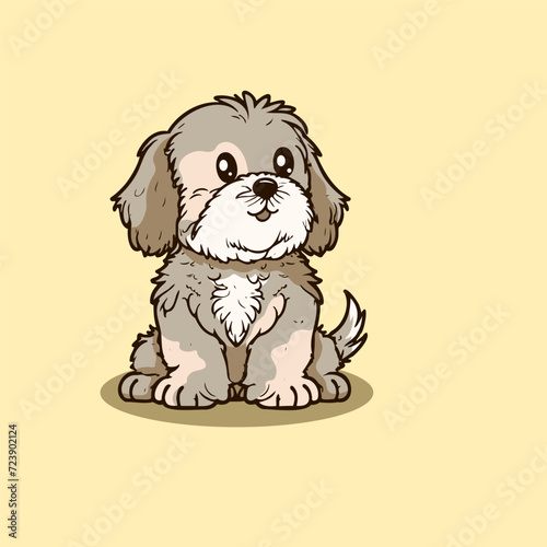 Cute Dog Sitting Cartoon Vector Icon Illustration. Animal Nature Icon Concept Isolated Premium Vector. Flat Cartoon Style