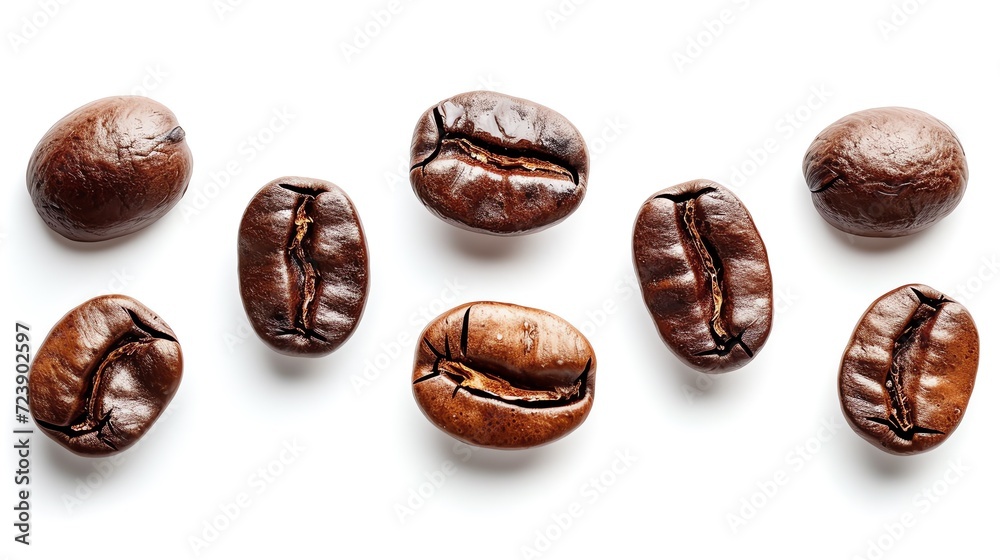 Coffee beans flying isolated on isolated png background. Generative AI Coffee beans flying isolated on isolated png background. Generative AI