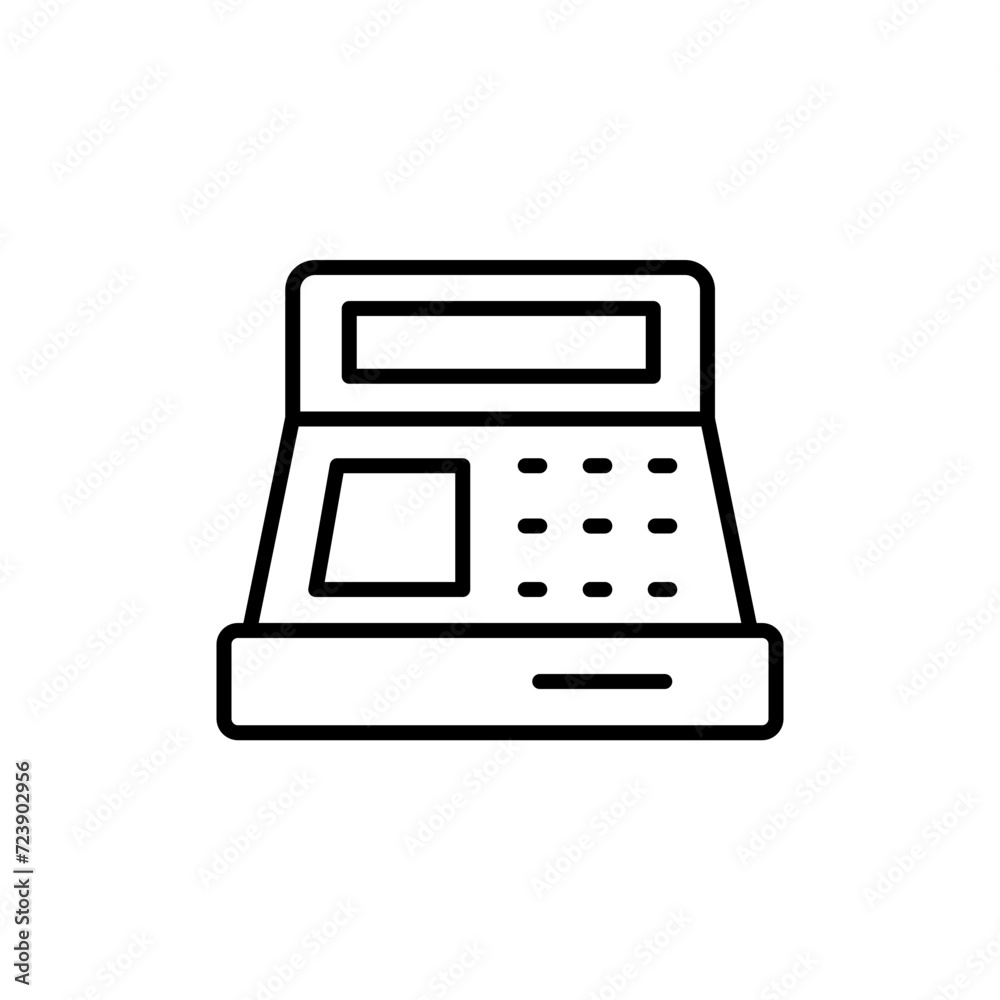 Cashier machine outline icons, minimalist vector illustration ,simple transparent graphic element .Isolated on white background